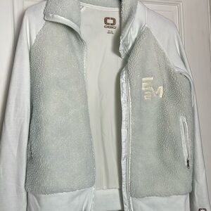 E2M Sherpa xs white sweatshirt jacket shacket OGIO